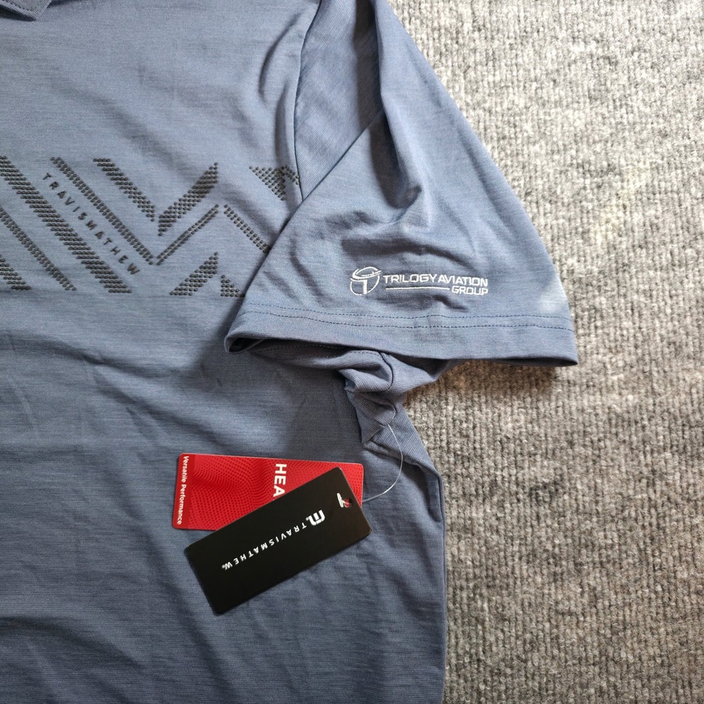 Travis Mathew All Day Access Polo Shirt Mens XL Blue Golf Trilogy Aviation - Picture 3 of 11